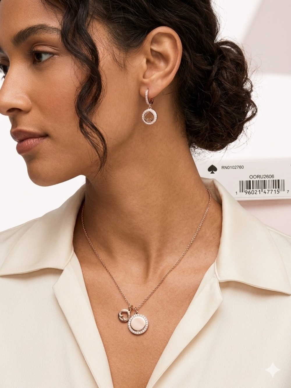 Kate Spade Spot The Spade Necklace & Earrings Set - Rose Gold - Picture 5 of 5